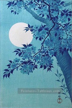  ohara - cerise sur une nuit au clair de lune 1932 Ohara KOSON Shin Hanga